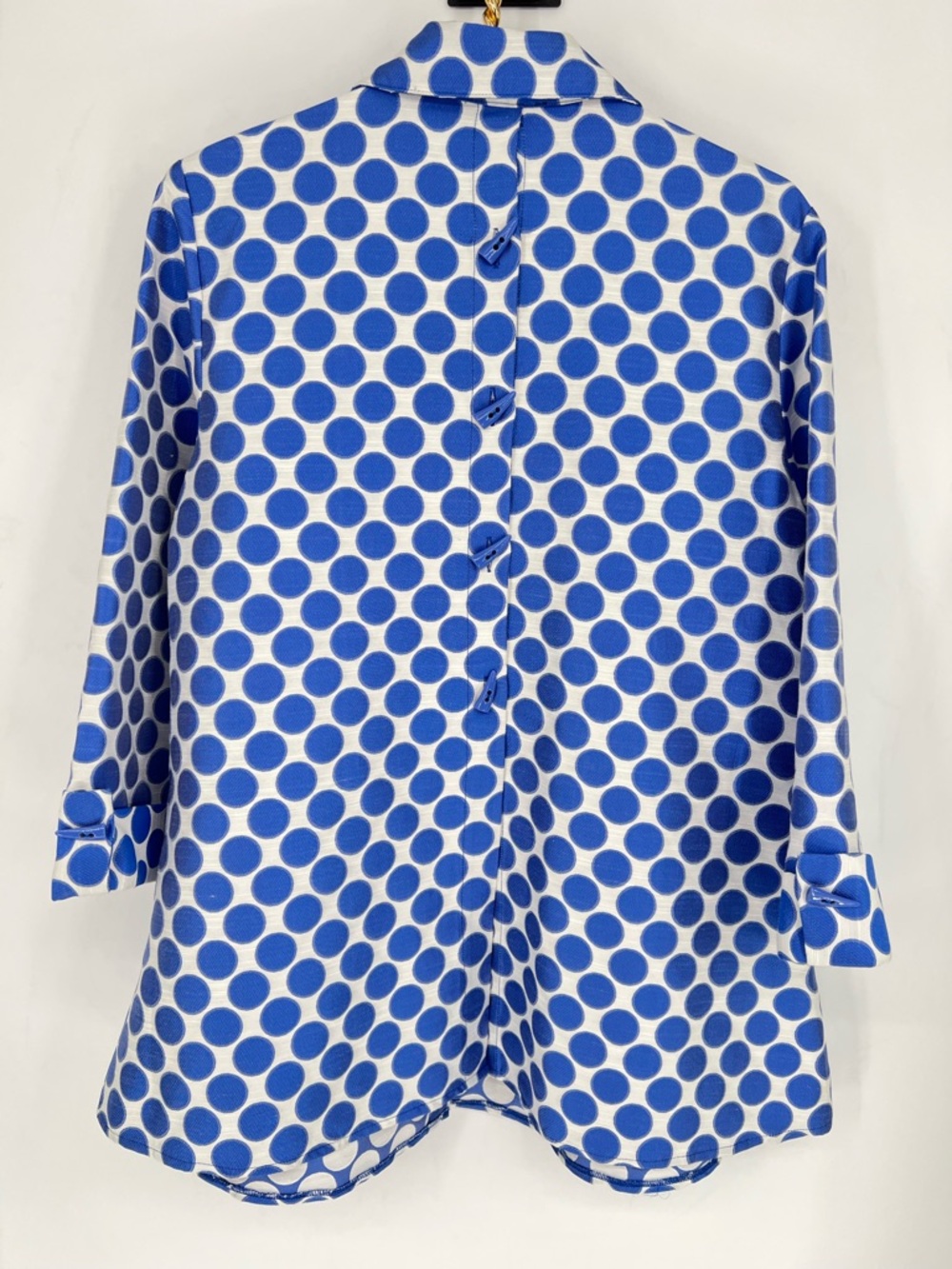 Bala Bala Jacket‎ Coat Lightweight Festive Polka Dot Blue Swing Jacket Toggle - Picture 7 of 13